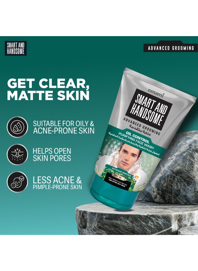 emami Men Oil Control Radiance Face Wash | With Actifair Peptide & Charcoal Beads | Deep Cleansing, Excess Oil Removal & Matte Look | For Extra Oily Skin - Image 3